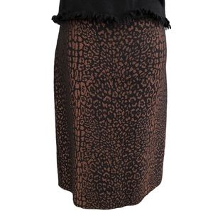 Dana Buchman Black Mocha Animal Print Pencil Skirt Size 12